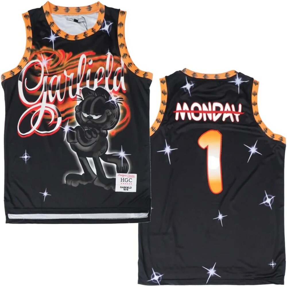 Garfield Men's Headgear Classics Spay Paint Embroidered Basketball Jersey (XL)
